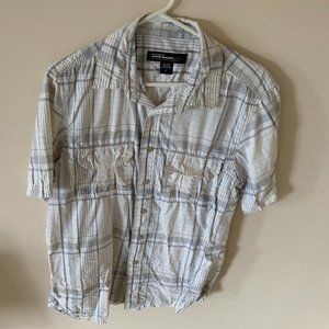 Eddie Bauer Sport Male White Checked Short Sleeve Shirt S